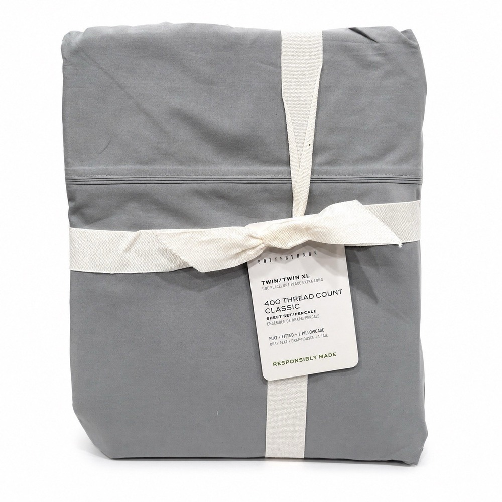 Pottery Barn Classic 400 Thread Count Twin/Twin XL Gray Sheet Set New
